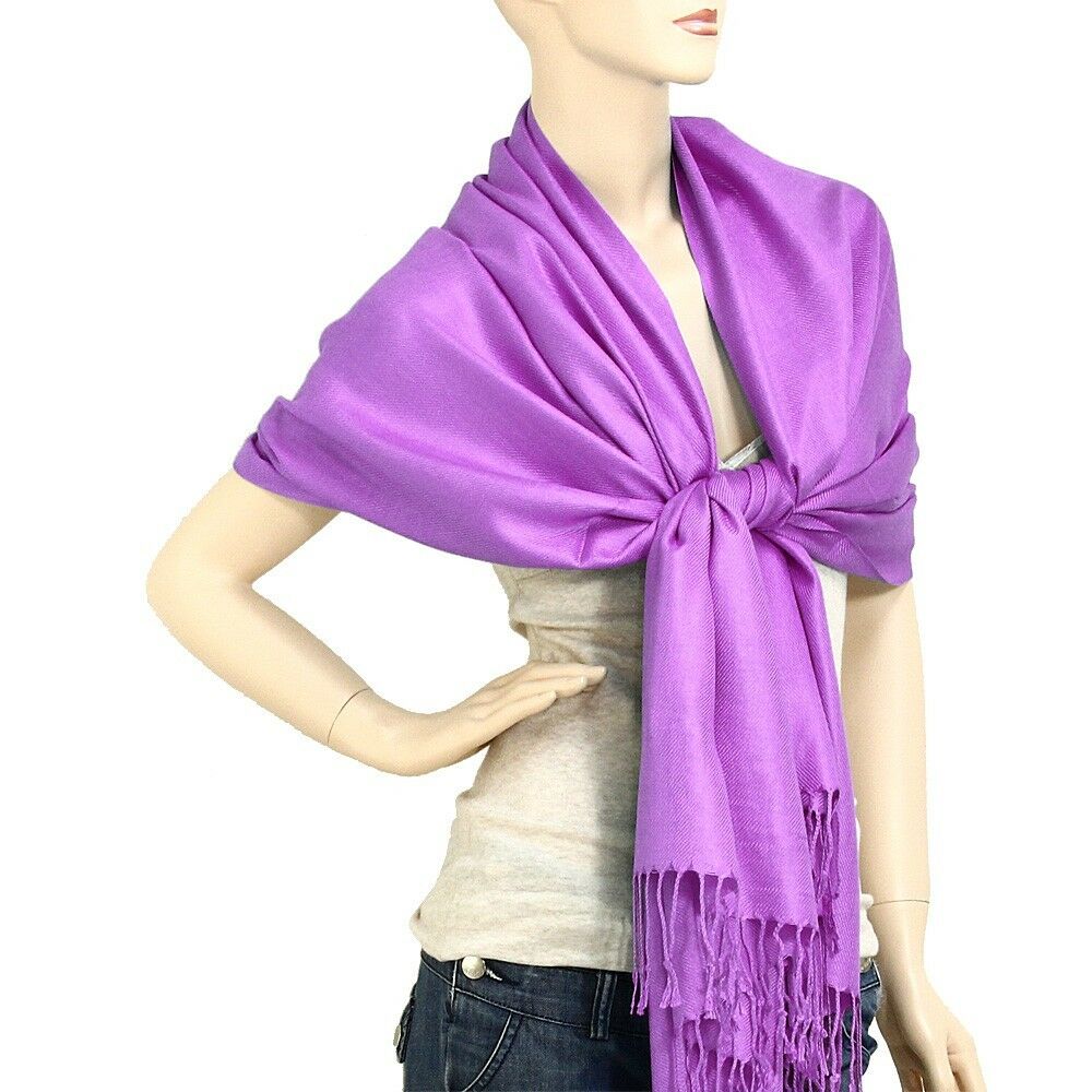 Scarf Poncho Shawl Wrap Tartan Ruana Pashmina Spring Summer Solid Med Purp Cover - PalmTreeSky