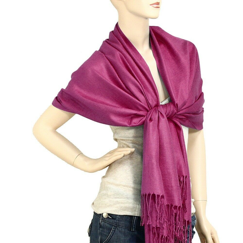 Scarf Poncho Shawl Wrap Tartan Ruana Pashmina Spring Summer Solid Plum Cover - PalmTreeSky