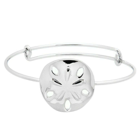 Sand Dollar Bracelet Thin Metal Bangle Sea Beach Starfish Plain Simple SILVER - PalmTreeSky