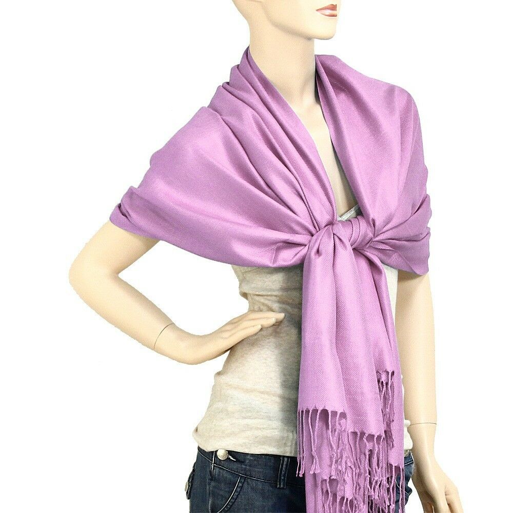 Scarf Poncho Shawl Wrap Tartan Ruana Pashmina Spring Summer Solid Lavender Cover - PalmTreeSky