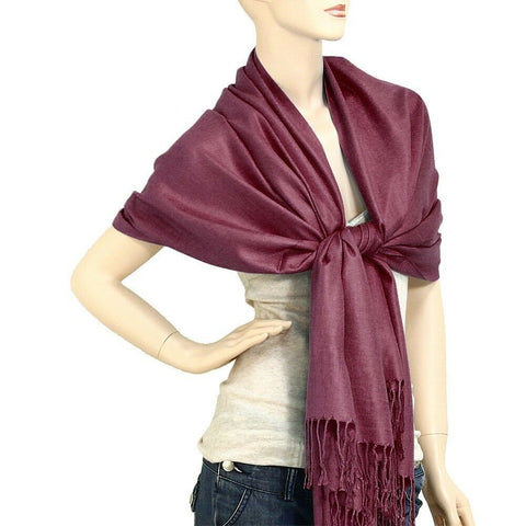 Scarf Poncho Shawl Wrap Tartan Ruana Pashmina Spring Summer Solid Maroon Cover - PalmTreeSky