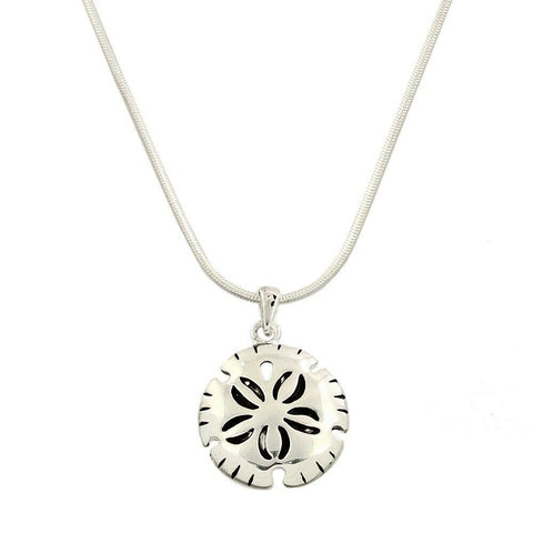 Sand Dollar Necklace Charm Pendant Sea Life Beach Starfish Plain Surf SILVER - PalmTreeSky