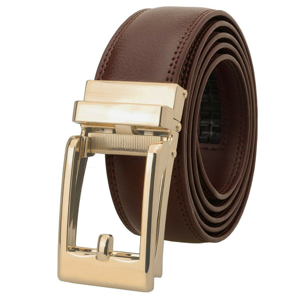 Ratchet Belt Genuine Leather Mens Men 19 STYLES No Hole Trim to Fit Buckle Dress - PalmTreeSky