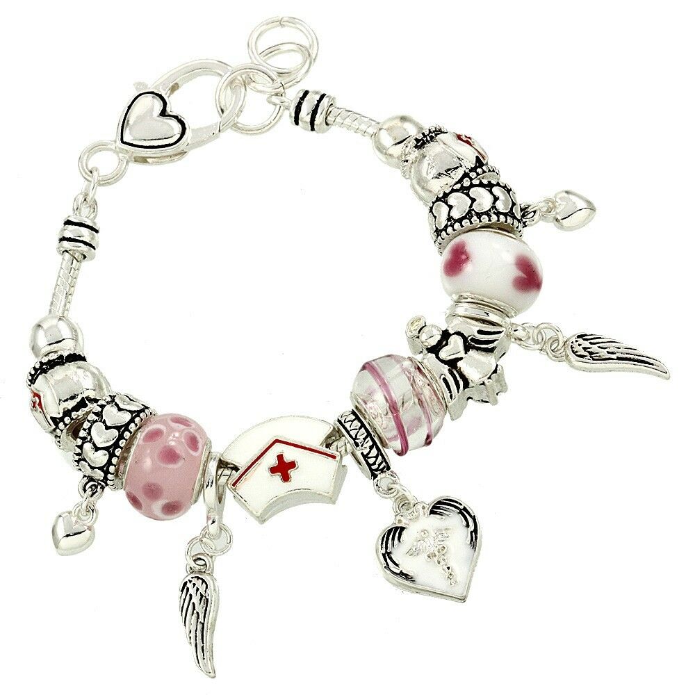 Nurse Bracelet Health Care Angel Wing Love Sliding Beads Doctor Hospital Charms - PalmTreeSky