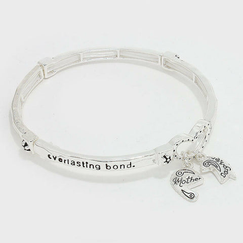 Mother and Daughter Bracelet Share an Everlasting Bond SILVER Stretch Jewelry - PalmTreeSky