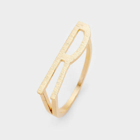 Monogram Initial Ring Block Letter R Metal SIZE 7 Thin Font .02"H GOLD Jewelry - PalmTreeSky