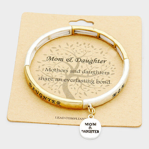 Mom and Daughter Bracelet Faith Everlasting Bond Mother Religious Pray SILVER GD - PalmTreeSky