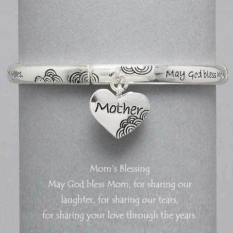 Mom Bracelet SILVER Heart Love Laughter Charms Mother Inspirational Jewelry - PalmTreeSky