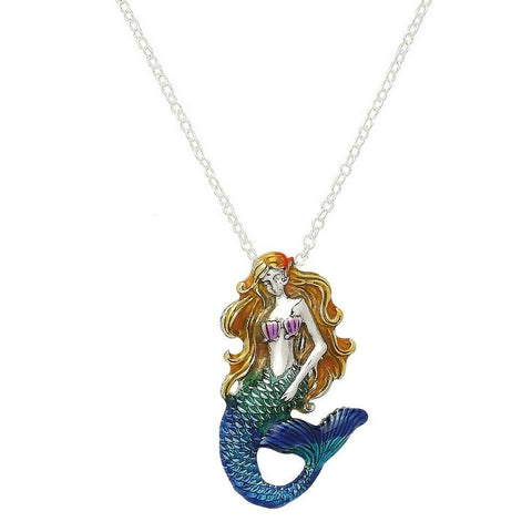 Mermaid Necklace Chain Statement Sea Life Fish Beach Ocean Surfer MULTI SILVER - PalmTreeSky