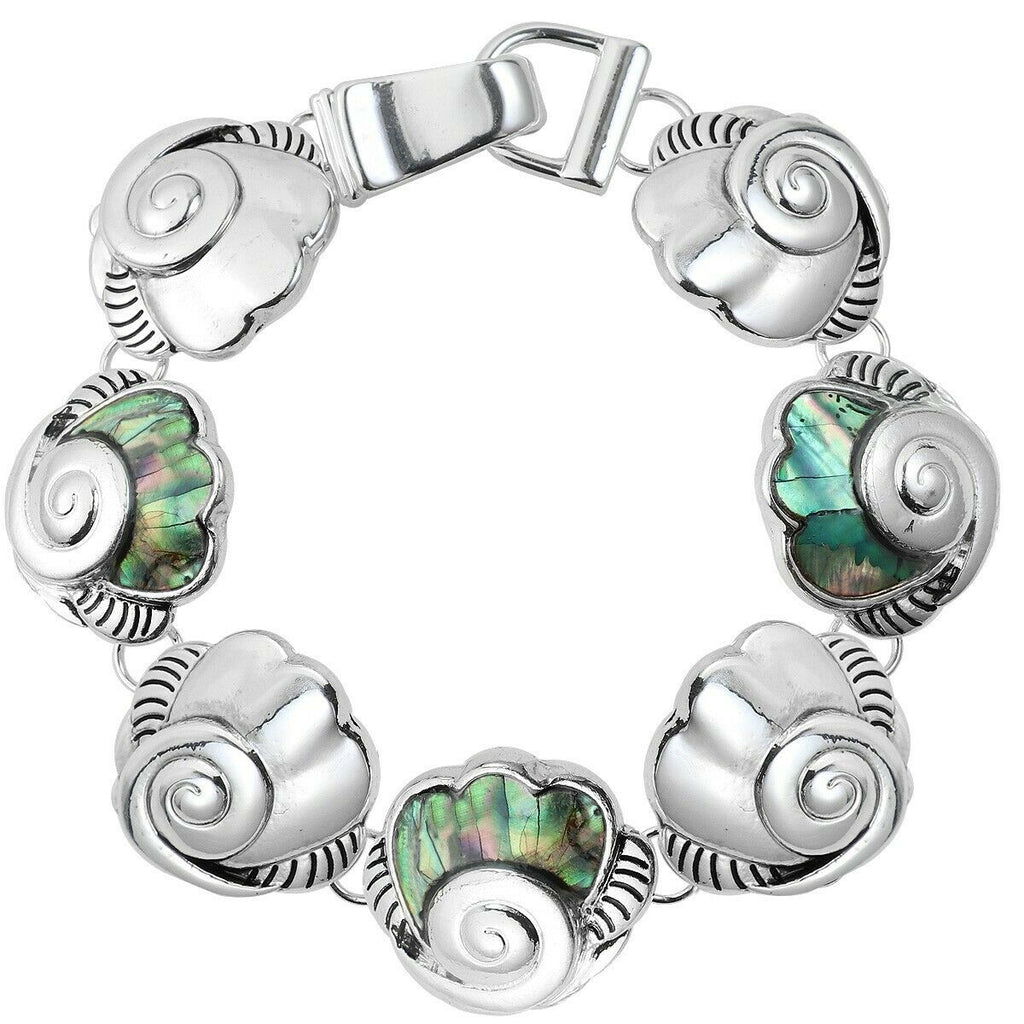 Magnetic Bracelet Sea Shell Metal SILVER Abalone Shell Beach Clam Cowrie Jewelry - PalmTreeSky