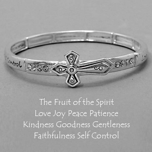 Joy Love Peace Stretch Bracelet SILVER Kind Good Faith Positive Quote Jewelry - PalmTreeSky