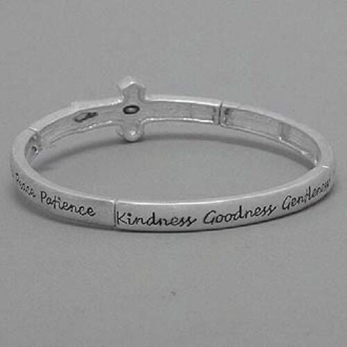 Joy Love Peace Stretch Bracelet SILVER Kind Good Faith Positive Quote Jewelry - PalmTreeSky