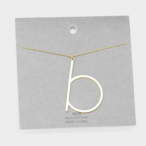 Initial Necklace Monogram Brass Lower Case Large Letter Name Chain SILVER GOLD - PalmTreeSky