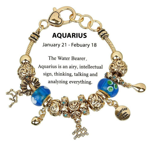 Celestial Bracelet Birthstone Birthday Gift AQUARIUS Gold January February Sign - PalmTreeSky