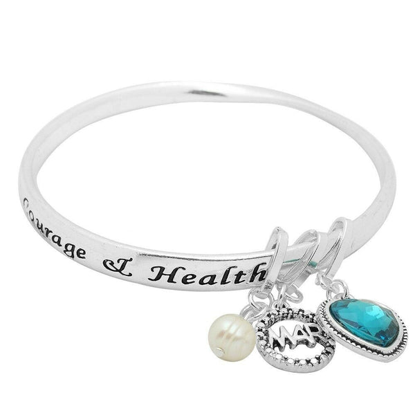 Birthstone Bracelet March Birthday Gift Inspirational Message Bangle Health - PalmTreeSky