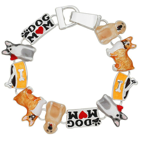 Dog Bracelet Dog Mom Chain Link Magnetic Clasp Puppy Bone Animal Pet Jewelry - PalmTreeSky