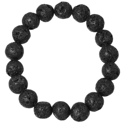 Shamballa Bracelet Stetch Buddha Stone Beaded Boho Bohemian LAVA Black 10mmStone - PalmTreeSky