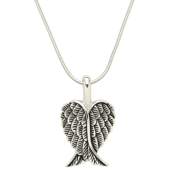 Angel Wing Wings Necklace Pendant Charm Snake Chain Sand Heart SILVER Jewelry - PalmTreeSky