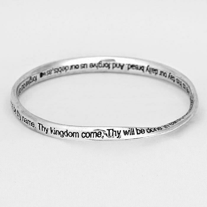 Lords Prayer Bracelet Bangle Our Father Who Art in Heaven Kingdom Silver Mobius - PalmTreeSky