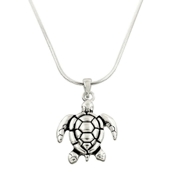 Turtle Necklace Pendant Charm Snake Chain Sea Life Beach Surfer SILVER Jewelry - PalmTreeSky