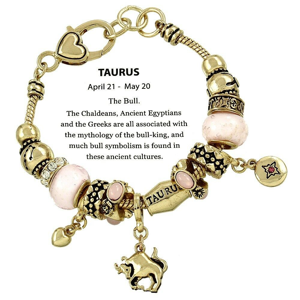 Horoscope Birthstone Bracelet Birthday Gift Taurus GOLD April May Zodiac Sign - PalmTreeSky