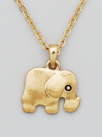 Elephant Necklace Tiny Small Pendant Thin Chain MATTE GOLD Layered Necklaces - PalmTreeSky