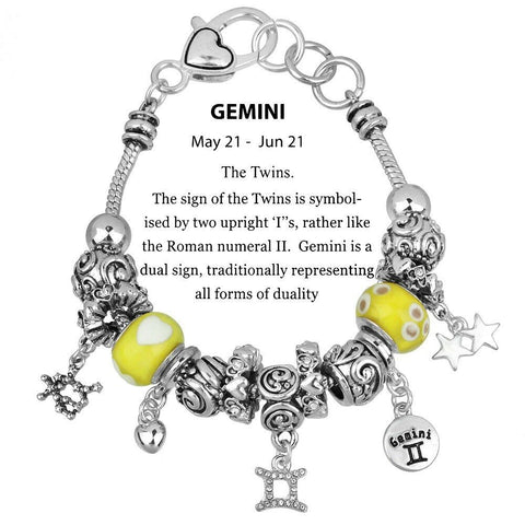 Celestial Bracelet Birthstone Birthday Gift GEMINI Silver May June Zodiac Sign - PalmTreeSky