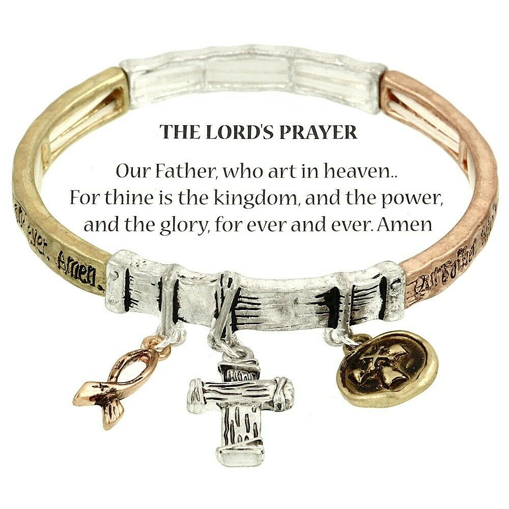 Lord's Prayer Bracelet Faith Our Father Heaven Love Religious Pray Charm Bangle - PalmTreeSky