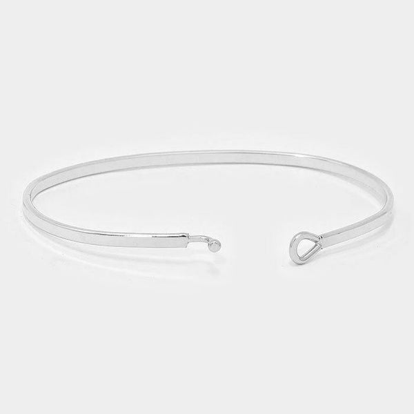 Grace Bracelet Message Inspirational Quote Thin Metal Bangle Hook Clasp SILVER - PalmTreeSky