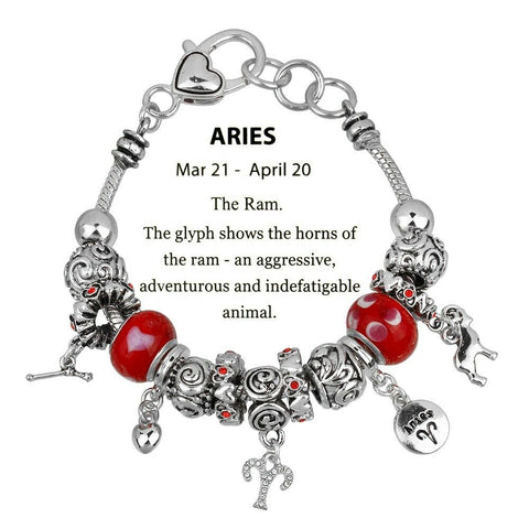 Celestial Bracelet Birthstone Birthday Gift ARIES Silver March April Zodiac Sign - PalmTreeSky