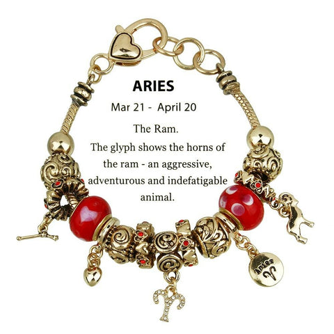 Celestial Bracelet Birthstone Birthday Gift ARIES Gold March April Zodiac Sign - PalmTreeSky