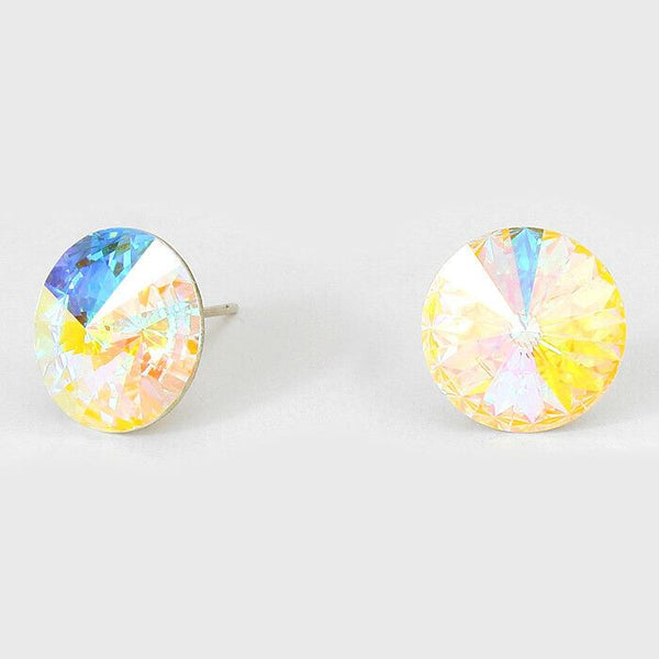 Crystal Earrings Stud 10mm Small Studs Post PICK COLOR Simple Evening Jewelry - PalmTreeSky