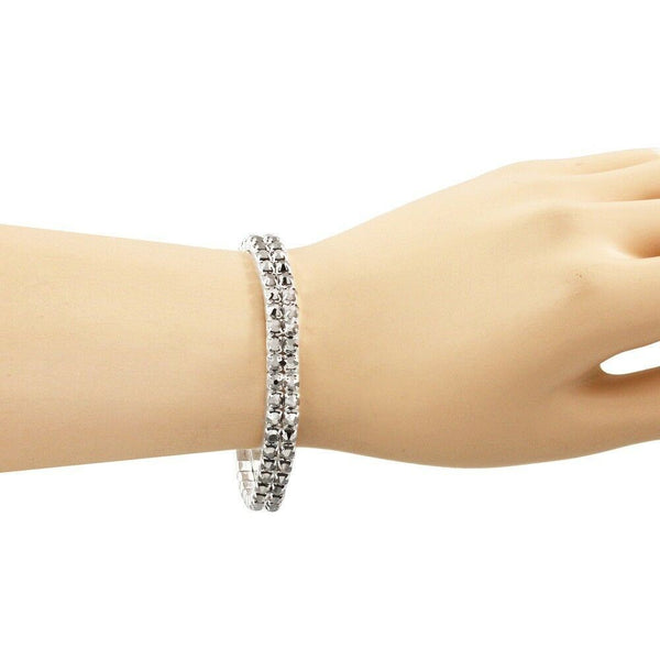 Rhinestone Bracelet Stretch Bangle 2 Row Crystal Pave Evening Event Dress HEMATI - PalmTreeSky