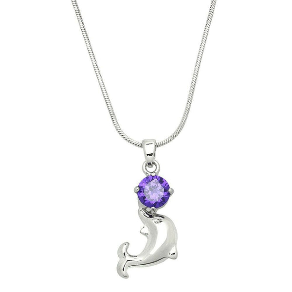 Dolphin Necklace Nose Crystal Stone Purple Beach Sea Life Gift Jewelry Party - PalmTreeSky