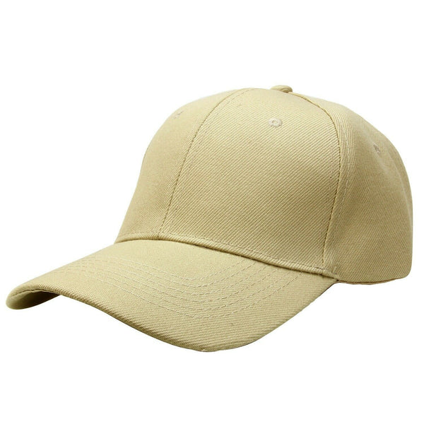 Baseball Cap Solid Plain Basic Adjustable Fitted Strap Back Unisex Hats KHAKI - PalmTreeSky