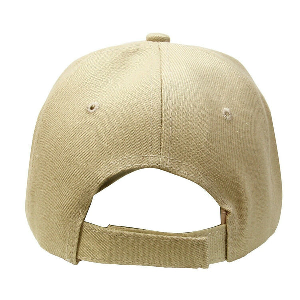 Baseball Cap Solid Plain Basic Adjustable Fitted Strap Back Unisex Hats KHAKI - PalmTreeSky