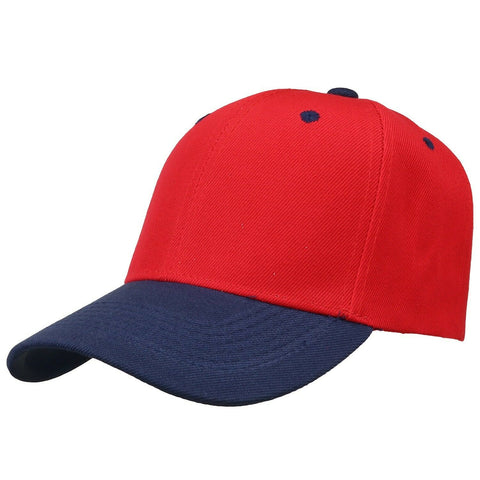 Baseball Cap Solid Plain Basic Adjustable Fitted Strap Back Unisex Hats REDBLUE - PalmTreeSky