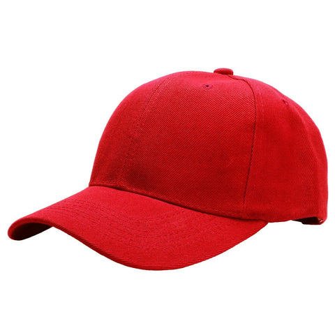 Baseball Cap Solid Plain Basic Adjustable Fitted Strap Back Unisex Hats RED - PalmTreeSky