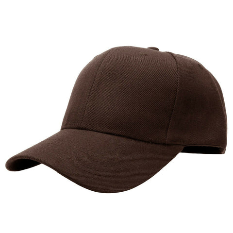 Baseball Cap Solid Plain Basic Adjustable Fitted Strap Back Unisex Hats BROWN - PalmTreeSky