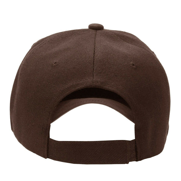 Baseball Cap Solid Plain Basic Adjustable Fitted Strap Back Unisex Hats BROWN - PalmTreeSky