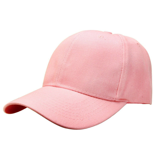 Baseball Cap Solid Plain Basic Adjustable Fitted Strap Back Unisex Hats PINK - PalmTreeSky