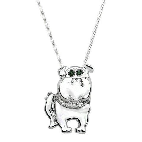 Dog Charm Necklace Pet Animal Puppy Doggie Friend Love Rhinestones SILVER CLEAR - PalmTreeSky