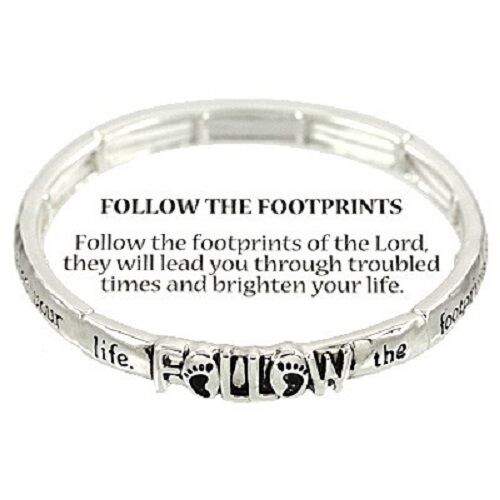 Footprints Bracelet Follow the Footprints of the Lord Religious Message Faith - PalmTreeSky