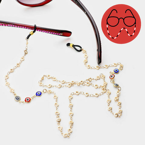 Evil Eye Glasses Strap Holders Sunglasses Metal Glass Chains GOLD Hamsa Hand - PalmTreeSky