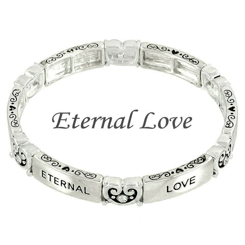 Eternal Love Bracelet Stretch Bangle Filigree Flower SILVER Family Jewelry - PalmTreeSky