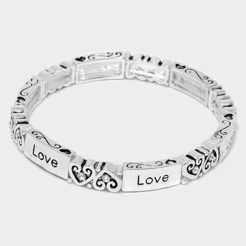 Love Bracelet Eternity Forever Rhinestone Love Patient Kind Family Jewelry SLVR - PalmTreeSky