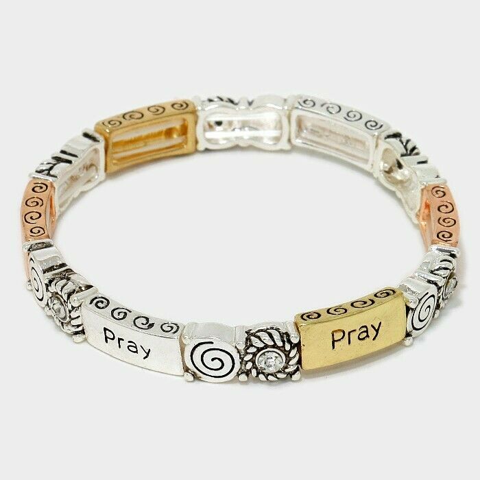 Pray Bracelet Prayer Psalm Rhinestone Love Religious Cross Church Jewelry MULTI - PalmTreeSky