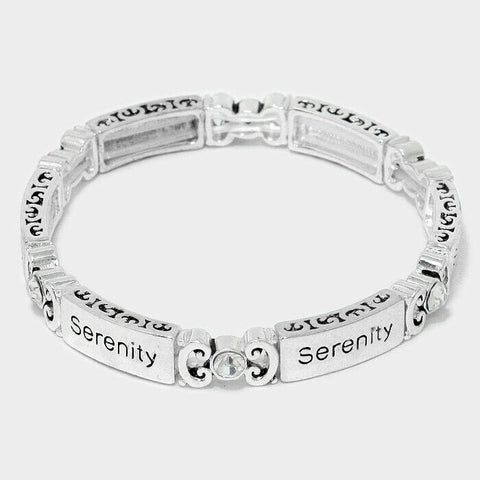 Serenity Bracelet Prayer Psalm Rhinestone Religious Cross Church Jewelry SILVER - PalmTreeSky