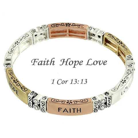 Faith Hope Love Bracelet Prayer Psalm Corinthians Religious Church Jewelry MULTI - PalmTreeSky