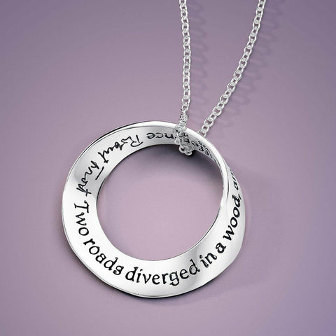 Two Roads Diverged in a Wood Necklace Robert Frost Less Traveled STERLING SILVER - PalmTreeSky